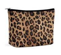LYDSKGEQ Leopard Print Makeup Bag Wide-Open Travel Bag Organizer for Toiletry Make Up Cosmetic Waterproof Portable Zipper Pouch Purse Lightweight Small Makeupbag Gift for Women Girl