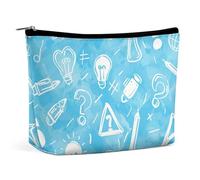 LYDSKGEQ Light Blue Doodle Makeup Bag Wide-Open Travel Bag Organizer for Toiletry Make Up Cosmetic Waterproof Portable Zipper Pouch Purse Lightweight Small Makeupbag Gift for Women Girl