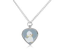 LYDSKGEQ Little White Duck Urn Necklaces for Ashes Personalized Human Pet Cremation Jewelry Customized Keepsake Locket Pendant with Filling Kit Memorial Gift for Dog Cat Lover Women Men(Heart)