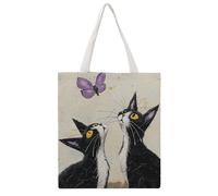 LYDSKGEQ Looking at The Cloud Tote Bags Heavy Duty Cotton Canvas Shopping Bags with Handles 16x15 Reusable Grocery Bag for Women Men Travel Beach Picnic Office Market Beach Carry-All