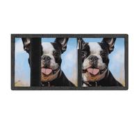 LYDSKGEQ Lovely Boston Terrier Slim Rfid Blocking Trifold Wallet for Men Minimalist Front Zipper Pocket 8 Card Slots 1 Id Window & Key Hook Lightweight Credit Card Holder for Work Traveling