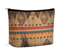LYDSKGEQ Native American Pattern Makeup Bag Wide-Open Travel Bag Organizer for Toiletry Make Up Cosmetic Waterproof Portable Zipper Pouch Purse Lightweight Small Makeupbag Gift for Women Girl