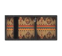 LYDSKGEQ Native American Pattern Slim Rfid Blocking Trifold Wallet for Men Minimalist Front Zipper Pocket 8 Card Slots 1 Id Window & Key Hook Lightweight Credit Card Holder for Work Traveling