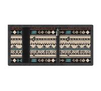 LYDSKGEQ Native American Patterns Slim Rfid Blocking Trifold Wallet for Men Minimalist Front Zipper Pocket 8 Card Slots 1 Id Window & Key Hook Lightweight Credit Card Holder for Work Traveling
