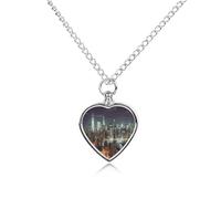LYDSKGEQ New York City Urn Necklaces for Ashes Personalized Human Pet Cremation Jewelry Customized Keepsake Locket Pendant with Filling Kit Memorial Gift for Dog Cat Lover Women Men(Heart)
