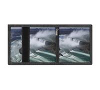 LYDSKGEQ Niagara Falls Slim Rfid Blocking Trifold Wallet for Men Minimalist Front Zipper Pocket 8 Card Slots 1 Id Window & Key Hook Lightweight Credit Card Holder for Work Traveling
