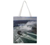 LYDSKGEQ Niagara Falls Tote Bags Heavy Duty Cotton Canvas Shopping Bags with Handles 16x15 Reusable Grocery Bag for Women Men Travel Beach Picnic Office Market Beach Carry-All
