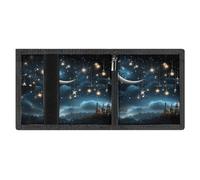 LYDSKGEQ Nightsky Hanging Moon Stars Slim Rfid Blocking Trifold Wallet for Men Minimalist Front Zipper Pocket 8 Card Slots 1 Id Window & Key Hook Lightweight Credit Card Holder for Work Traveling