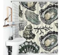 LYDSKGEQ Oysters and Shells Bathroom Shower Curtain with 12 Plastic Hooks Waterproof Polyester Bath Curtains Thick Boho Farmhouse Window & Door Curtain Room Partition Bathtub Decoration 55x72
