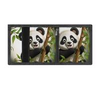 LYDSKGEQ Panda Climb Tree Slim Rfid Blocking Trifold Wallet for Men Minimalist Front Zipper Pocket 8 Card Slots 1 Id Window & Key Hook Lightweight Credit Card Holder for Work Traveling