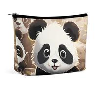 LYDSKGEQ Pandas Makeup Bag Wide-Open Travel Bag Organizer for Toiletry Make Up Cosmetic Waterproof Portable Zipper Pouch Purse Lightweight Small Makeupbag Gift for Women Girl