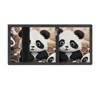 LYDSKGEQ Pandas Slim Rfid Blocking Trifold Wallet for Men Minimalist Front Zipper Pocket 8 Card Slots 1 Id Window & Key Hook Lightweight Credit Card Holder for Work Traveling