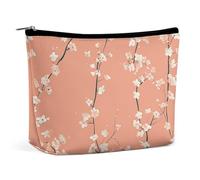LYDSKGEQ Peach Red Pattern Makeup Bag Wide-Open Travel Bag Organizer for Toiletry Make Up Cosmetic Waterproof Portable Zipper Pouch Purse Lightweight Small Makeupbag Gift for Women Girl