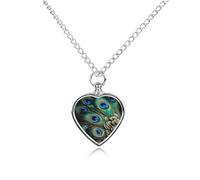 LYDSKGEQ Peacock Feather Urn Necklaces for Ashes Personalized Human Pet Cremation Jewelry Customized Keepsake Locket Pendant with Filling Kit Memorial Gift for Dog Cat Lover Women Men(Heart)