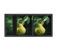 LYDSKGEQ Pears on The Tree Slim Rfid Blocking Trifold Wallet for Men Minimalist Front Zipper Pocket 8 Card Slots 1 Id Window & Key Hook Lightweight Credit Card Holder for Work Traveling