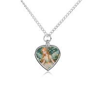 LYDSKGEQ Pfhorn Flower Fairy Urn Necklaces for Ashes Personalized Human Pet Cremation Jewelry Customized Keepsake Locket Pendant with Filling Kit Memorial Gift for Dog Cat Lover Women Men(Heart)