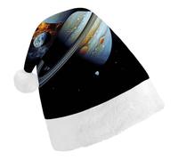 LYDSKGEQ Planet Jupiter Christmas Hats for Adults Santa Hat Double Layer Comfort & Plush Brim for New Year Festive Holiday Party