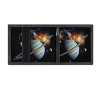 LYDSKGEQ Planet Jupiter Slim Rfid Blocking Trifold Wallet for Men Minimalist Front Zipper Pocket 8 Card Slots 1 Id Window & Key Hook Lightweight Credit Card Holder for Work Traveling