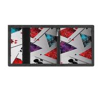 LYDSKGEQ Polygonal Playing Cards Slim Rfid Blocking Trifold Wallet for Men Minimalist Front Zipper Pocket 8 Card Slots 1 Id Window & Key Hook Lightweight Credit Card Holder for Work Traveling