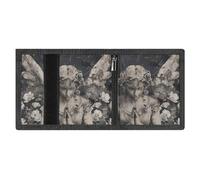 LYDSKGEQ Praying Angel Flower Slim Rfid Blocking Trifold Wallet for Men Minimalist Front Zipper Pocket 8 Card Slots 1 Id Window & Key Hook Lightweight Credit Card Holder for Work Traveling