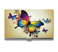 LYDSKGEQ Professional Metal Business Card Holder Ultra Slim, Color Butterfly Card Case with Magnetic Closure, Name Cards Organizer for Pocket Purse, Wallet Credit Cards Id Case for Men Women