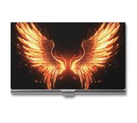 LYDSKGEQ Professional Metal Business Card Holder Ultra Slim, Fire Angle Wings Card Case with Magnetic Closure, Name Cards Organizer for Pocket Purse, Wallet Credit Cards Id Case for Men Women