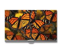 LYDSKGEQ Professional Metal Business Card Holder Ultra Slim, Monarch Butterflies Card Case with Magnetic Closure, Name Cards Organizer for Pocket Purse, Wallet Credit Cards Id Case for Men Women