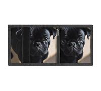 LYDSKGEQ Pug Dog Puppy Slim Rfid Blocking Trifold Wallet for Men Minimalist Front Zipper Pocket 8 Card Slots 1 Id Window & Key Hook Lightweight Credit Card Holder for Work Traveling