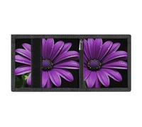 LYDSKGEQ Purple Daisy Slim Rfid Blocking Trifold Wallet for Men Minimalist Front Zipper Pocket 8 Card Slots 1 Id Window & Key Hook Lightweight Credit Card Holder for Work Traveling