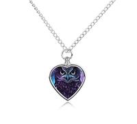 LYDSKGEQ Purple Owl Urn Necklaces for Ashes Personalized Human Pet Cremation Jewelry Customized Keepsake Locket Pendant with Filling Kit Memorial Gift for Dog Cat Lover Women Men(Heart)