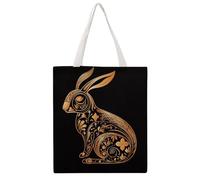 LYDSKGEQ Rabbit Icon Tote Bags Heavy Duty Cotton Canvas Shopping Bags with Handles 16x15 Reusable Grocery Bag for Women Men Travel Beach Picnic Office Market Beach Carry-All