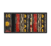 LYDSKGEQ Red And Yellow Pattern Slim Rfid Blocking Trifold Wallet for Men Minimalist Front Zipper Pocket 8 Card Slots 1 Id Window & Key Hook Lightweight Credit Card Holder for Work Traveling