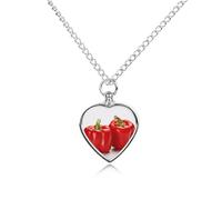 LYDSKGEQ Red Bell Peppers Urn Necklaces for Ashes Personalized Human Pet Cremation Jewelry Customized Keepsake Locket Pendant with Filling Kit Memorial Gift for Dog Cat Lover Women Men(Heart)