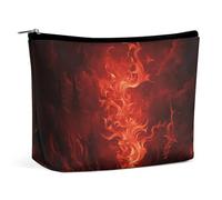 LYDSKGEQ Red Flame Makeup Bag Wide-Open Travel Bag Organizer for Toiletry Make Up Cosmetic Waterproof Portable Zipper Pouch Purse Lightweight Small Makeupbag Gift for Women Girl