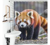 LYDSKGEQ Red Panda Bathroom Shower Curtain with 12 Plastic Hooks Waterproof Polyester Bath Curtains Thick Boho Farmhouse Window & Door Curtain Room Partition Bathtub Decoration 60x72