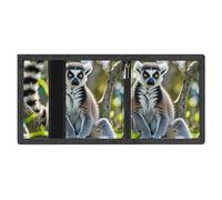 LYDSKGEQ Ringtailed Lemur Slim Rfid Blocking Trifold Wallet for Men Minimalist Front Zipper Pocket 8 Card Slots 1 Id Window & Key Hook Lightweight Credit Card Holder for Work Traveling