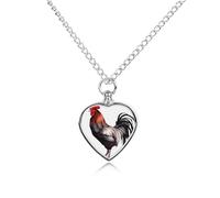 LYDSKGEQ Rooster Urn Necklaces for Ashes Personalized Human Pet Cremation Jewelry Customized Keepsake Locket Pendant with Filling Kit Memorial Gift for Dog Cat Lover Women Men(Heart)