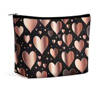 LYDSKGEQ Rose Love Heart Makeup Bag Wide-Open Travel Bag Organizer for Toiletry Make Up Cosmetic Waterproof Portable Zipper Pouch Purse Lightweight Small Makeupbag Gift for Women Girl