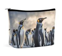 LYDSKGEQ Sea Penguin Makeup Bag Wide-Open Travel Bag Organizer for Toiletry Make Up Cosmetic Waterproof Portable Zipper Pouch Purse Lightweight Small Makeupbag Gift for Women Girl