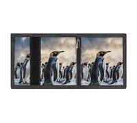 LYDSKGEQ Sea Penguin Slim Rfid Blocking Trifold Wallet for Men Minimalist Front Zipper Pocket 8 Card Slots 1 Id Window & Key Hook Lightweight Credit Card Holder for Work Traveling