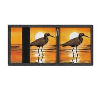 LYDSKGEQ Seaside Birds Slim Rfid Blocking Trifold Wallet for Men Minimalist Front Zipper Pocket 8 Card Slots 1 Id Window & Key Hook Lightweight Credit Card Holder for Work Traveling