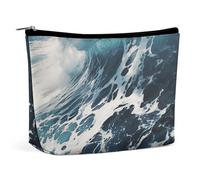 LYDSKGEQ Seaside Waves Makeup Bag Wide-Open Travel Bag Organizer for Toiletry Make Up Cosmetic Waterproof Portable Zipper Pouch Purse Lightweight Small Makeupbag Gift for Women Girl