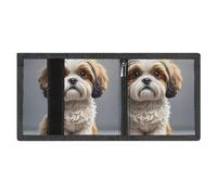 LYDSKGEQ Shih Tzu Dog Slim Rfid Blocking Trifold Wallet for Men Minimalist Front Zipper Pocket 8 Card Slots 1 Id Window & Key Hook Lightweight Credit Card Holder for Work Traveling