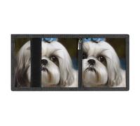 LYDSKGEQ Shih Tzu Dog Slim Rfid Blocking Trifold Wallet for Men Minimalist Front Zipper Pocket 8 Card Slots 1 Id Window & Key Hook Lightweight Credit Card Holder for Work Traveling