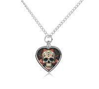 LYDSKGEQ Skull And Bones Urn Necklaces for Ashes Personalized Human Pet Cremation Jewelry Customized Keepsake Locket Pendant with Filling Kit Memorial Gift for Dog Cat Lover Women Men(Heart)