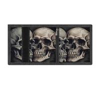 LYDSKGEQ Skull Together Slim Rfid Blocking Trifold Wallet for Men Minimalist Front Zipper Pocket 8 Card Slots 1 Id Window & Key Hook Lightweight Credit Card Holder for Work Traveling
