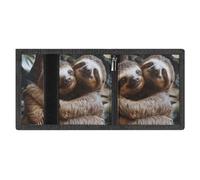 LYDSKGEQ Sloths Hugging Slim Rfid Blocking Trifold Wallet for Men Minimalist Front Zipper Pocket 8 Card Slots 1 Id Window & Key Hook Lightweight Credit Card Holder for Work Traveling