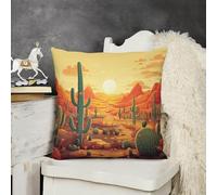 LYDSKGEQ Soft Cozy Throw Pillow Covers Cactus at Sunset Decorative Cushion Covers 24 "x24 Plush Boho Farmhouse Pillow Case with Zipper Throw Pillowcase for Bed Sofa Living Room Bedroom