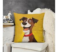 LYDSKGEQ Soft Cozy Throw Pillow Covers Happy Smiling Dog Decorative Cushion Covers 18x18 Plush Boho Farmhouse Pillow Case with Zipper Throw Pillowcase for Bed Sofa Living Room Bedroom
