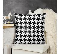 LYDSKGEQ Soft Cozy Throw Pillow Covers Houndstooth Black Decorative Cushion Covers 22x22 Plush Boho Farmhouse Pillow Case with Zipper Throw Pillowcase for Bed Sofa Living Room Bedroom